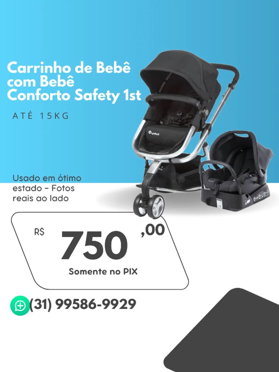 Carrinho de Bebê com Bebê Conforto Safety 1st