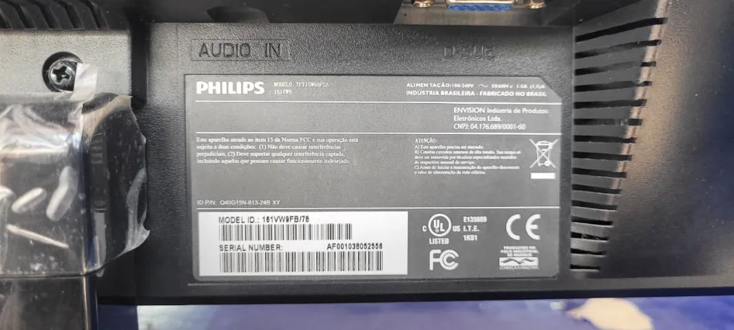 Monitor Philips TFT15W60PSA / 161VW9 com VGA e entrada de áudio P2 - Foto 2