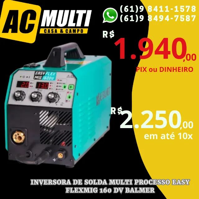 INVERSOR  de solda multiprocesso Easy Flex Mig 160 Amp  Balmer