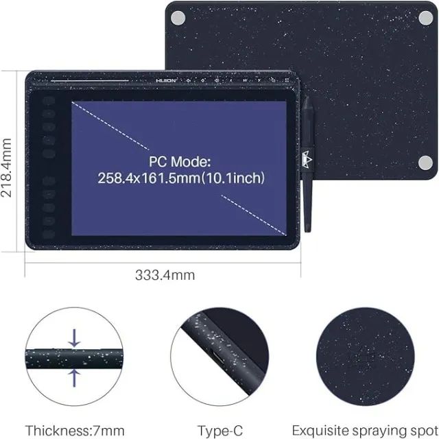 Mesa Digitalizadora Huion HS611 Cinza + Caixa | 8192 Níveis | USB-C