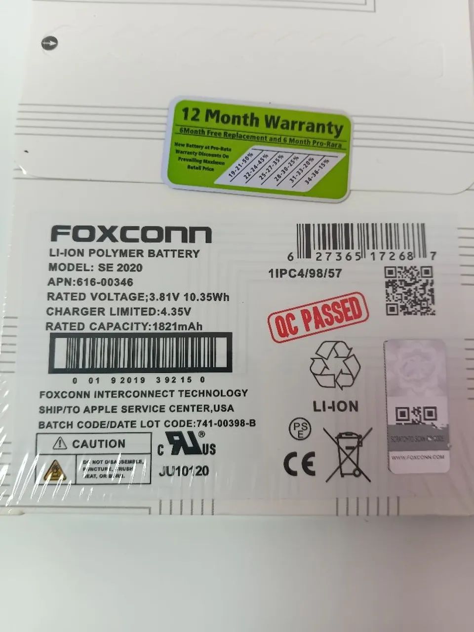 Bateria iPhone SE 2020 Foxconn Original Premium 1821mAh Nova - Foto 3