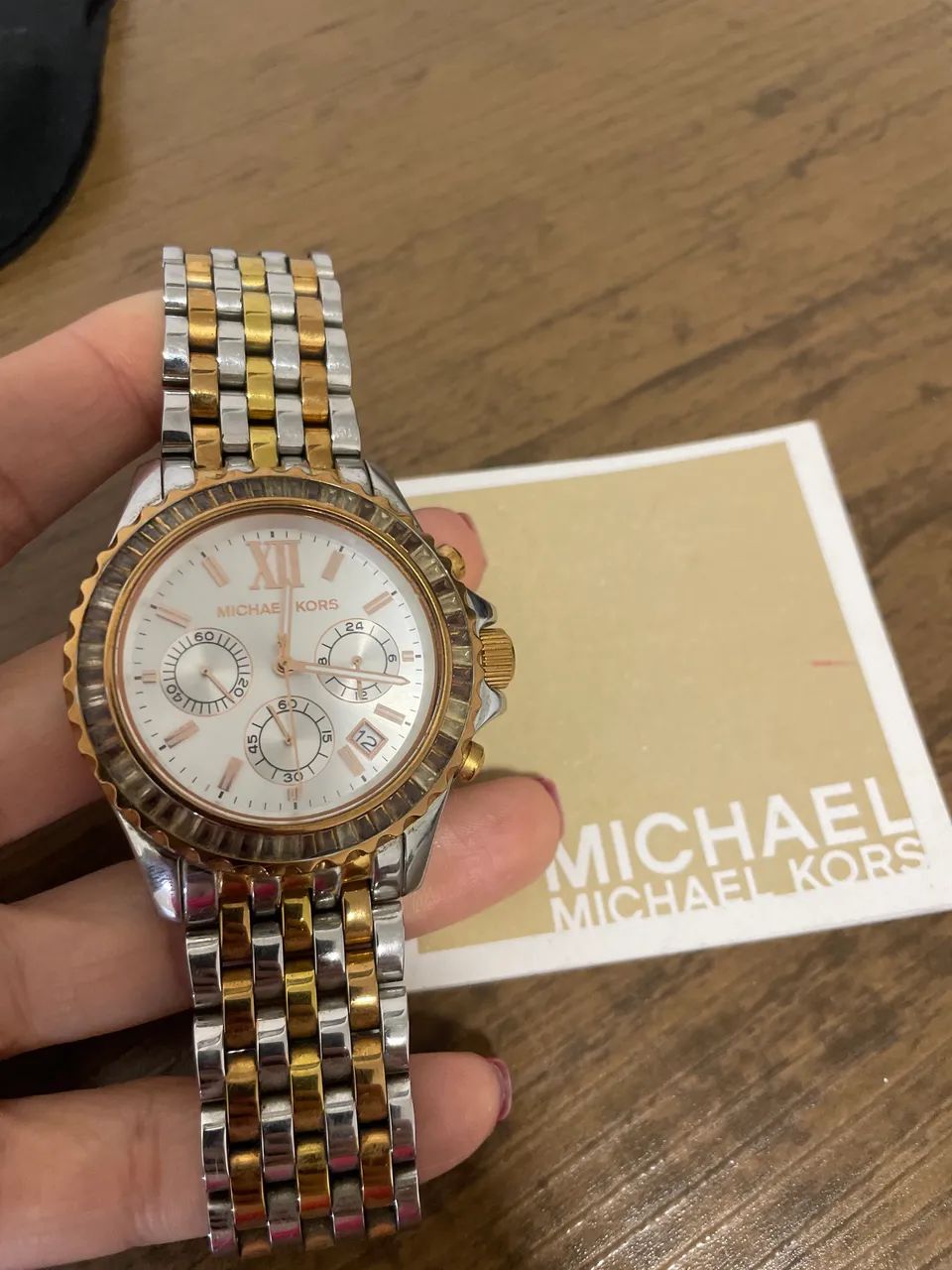 Relógio Michael Kors Original Feminino Dourado/prata - Foto 3