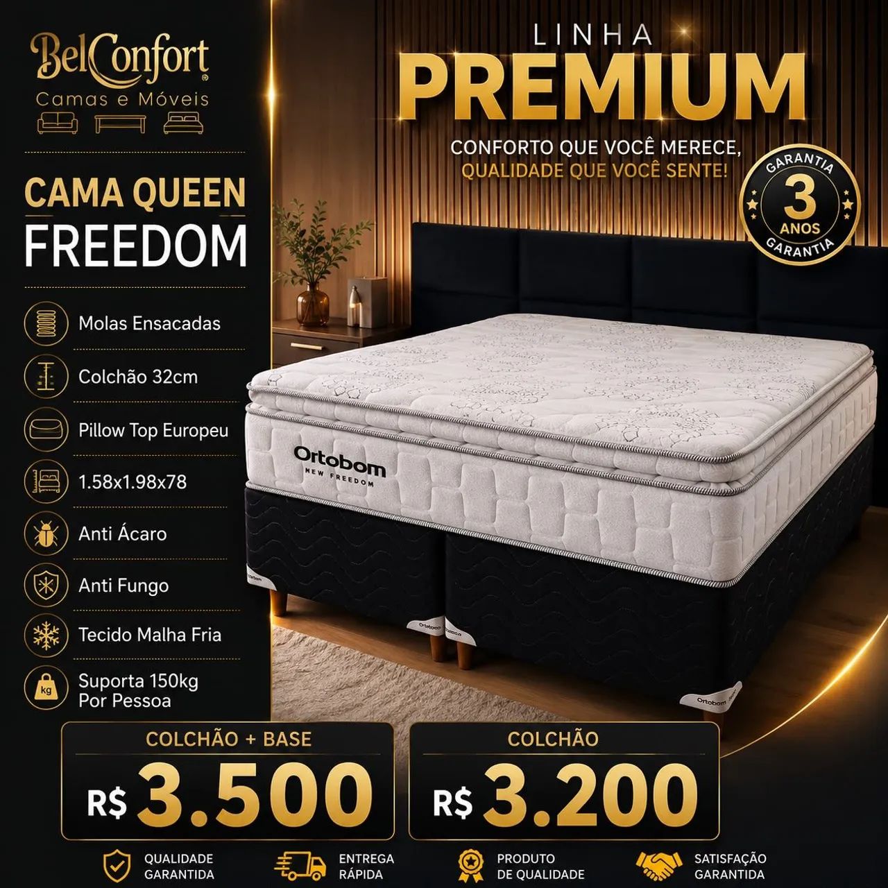 Cama Queen freedom Ortobom 