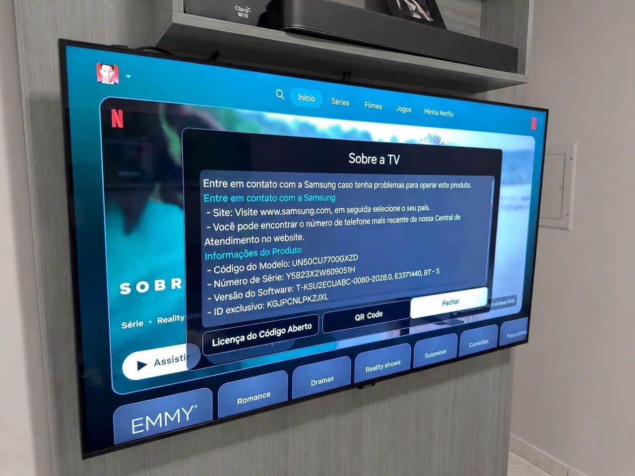 TV Samsung 50 polegadas 4K Cristal perfeito estado