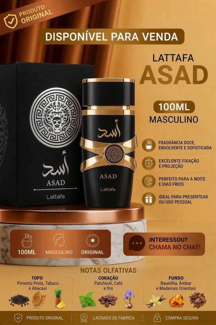 Parfum (Masc)Árabe Asad Lattafa  Eau De Parfum 100ml Original