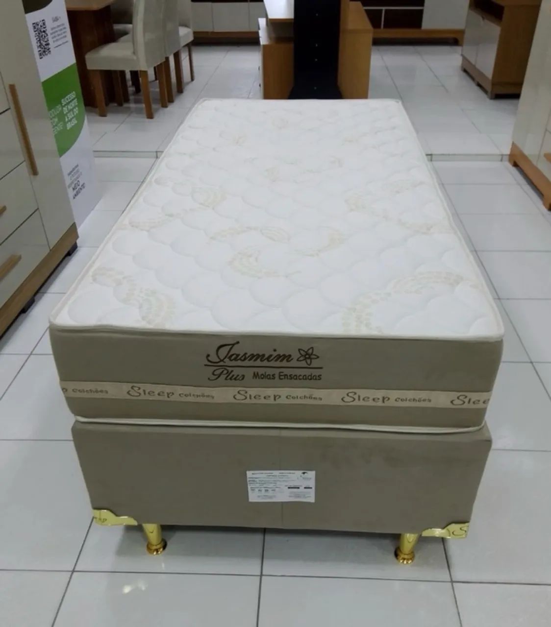 Cama box de solteiro base+colchão molas ensacadas disponível 