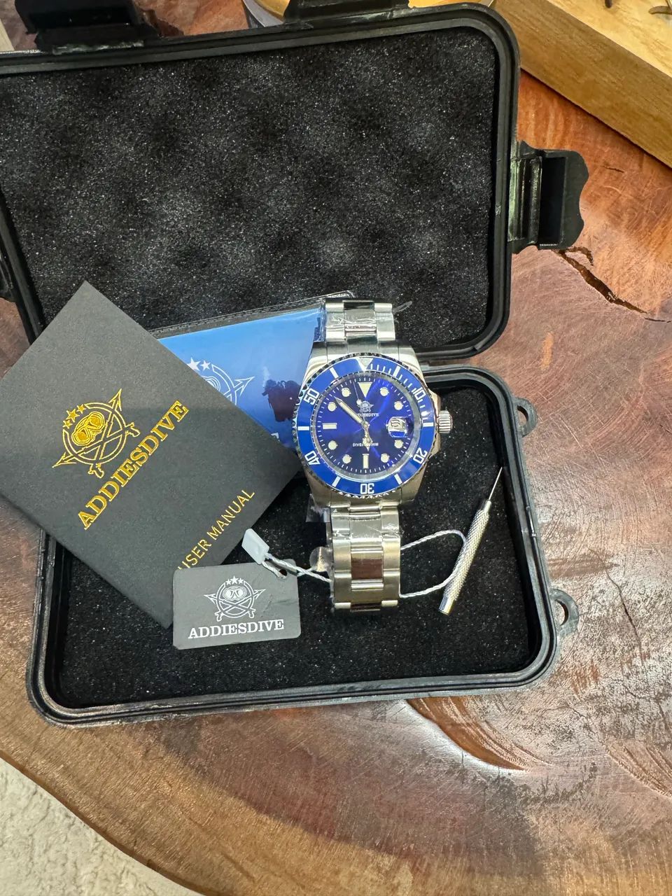 Relógio Addiesdive Submariner azul 41mm - Foto 3