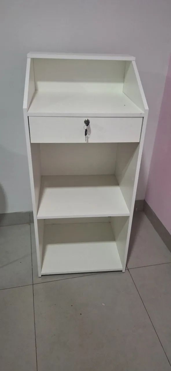 Balcão Caixa Para Loja Balcão Caixa Vallet Com gaveta Branco 100% MDF