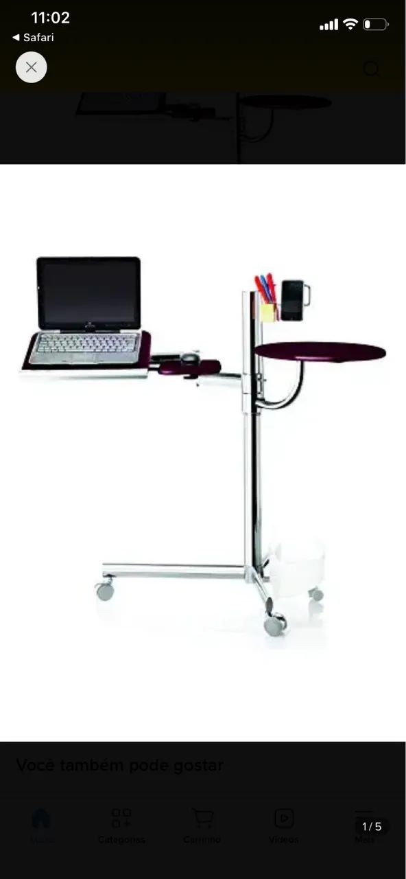 Mesa para Notebook Asys Laptable 33218 Cromada com Rodízios - Excelente Estado