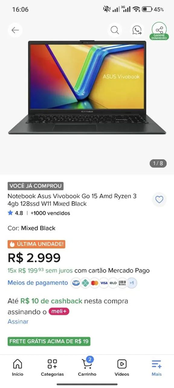 Notebook Asus Ryzen Semi-Novo - Foto 4