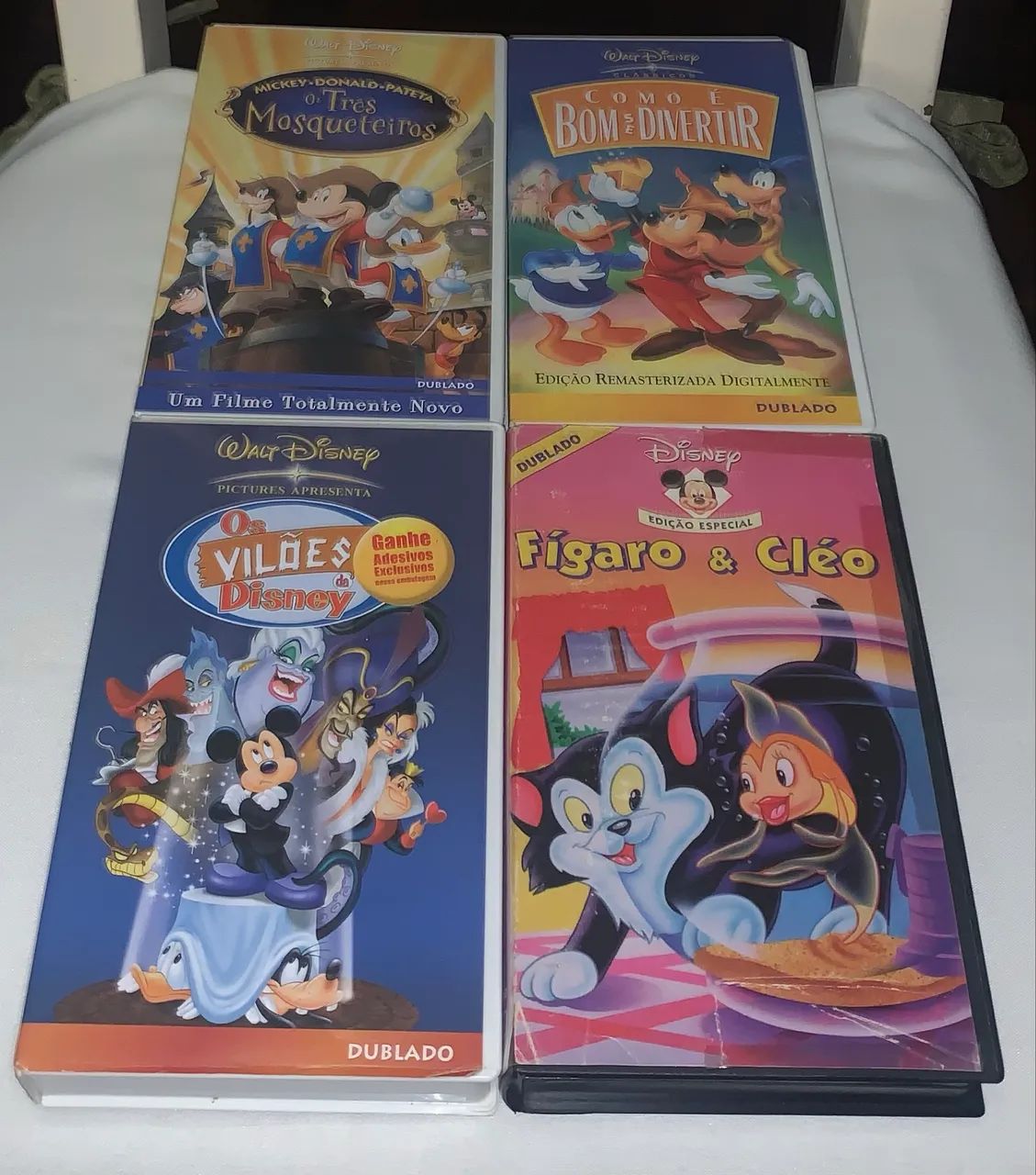 4 Fitas Vhs Disney Originais Clássicas Mickey Donald figaro Cléo só clássicos 