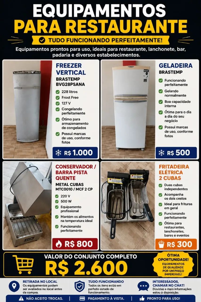 Vendo equipamentos para restaurante/cozinha 