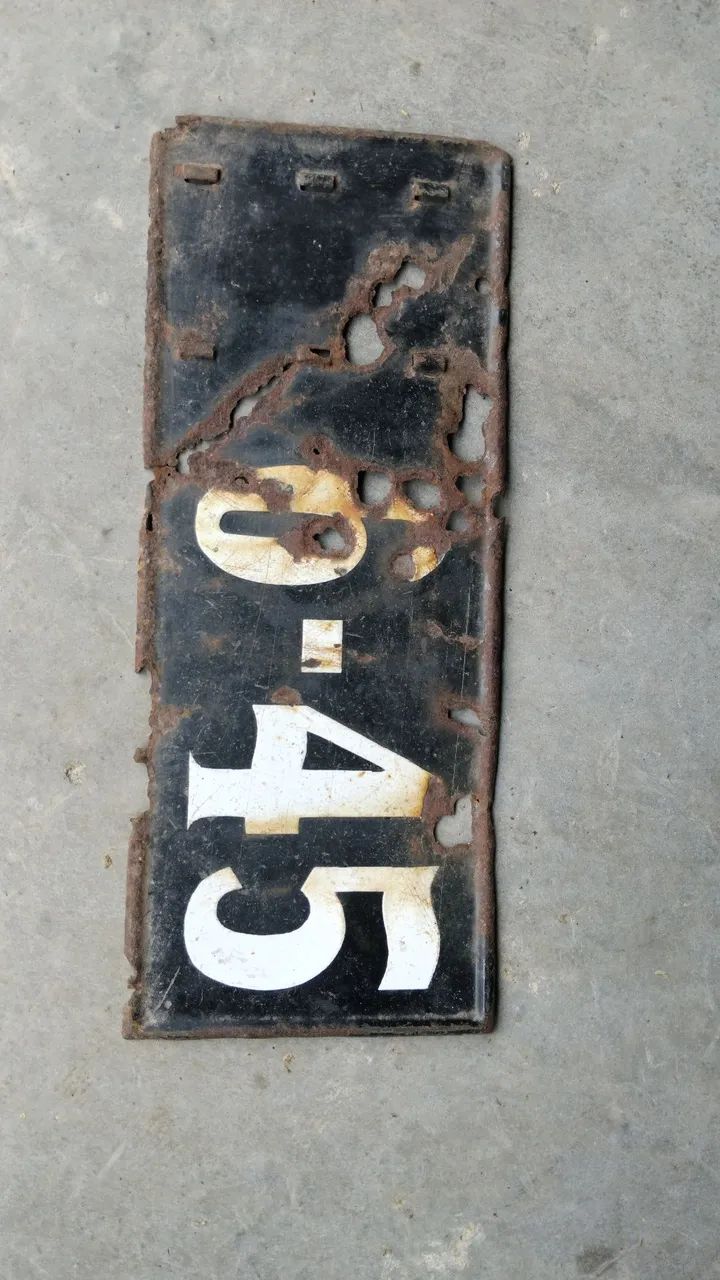 Placa antiga esmaltada carro 
