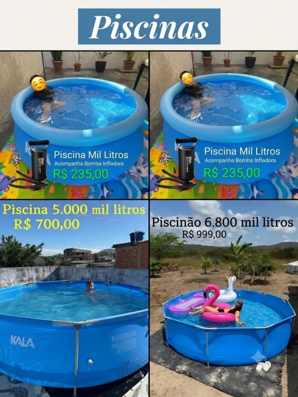 Piscinas, Vários Tamanhos e Valores 