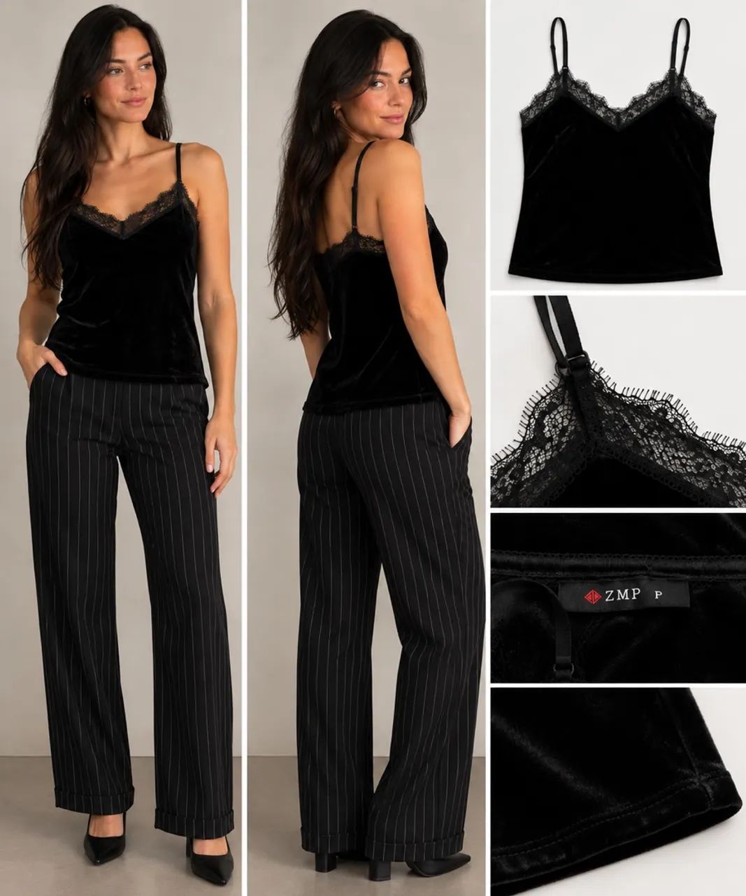 Blusa Preta de Veludo e Renda