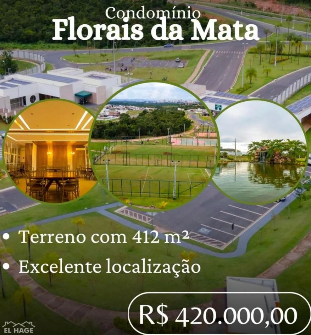 terreno condomínio florais da mata 412mts