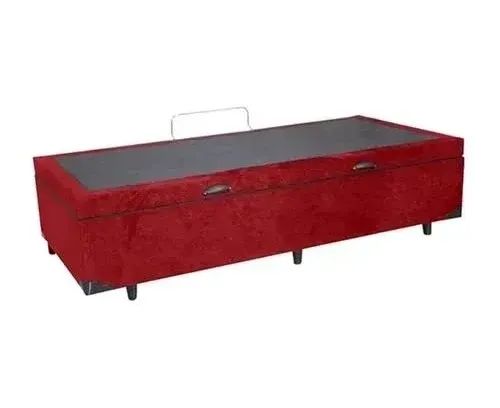 Base Baú Solteiro no Suede Vermelho