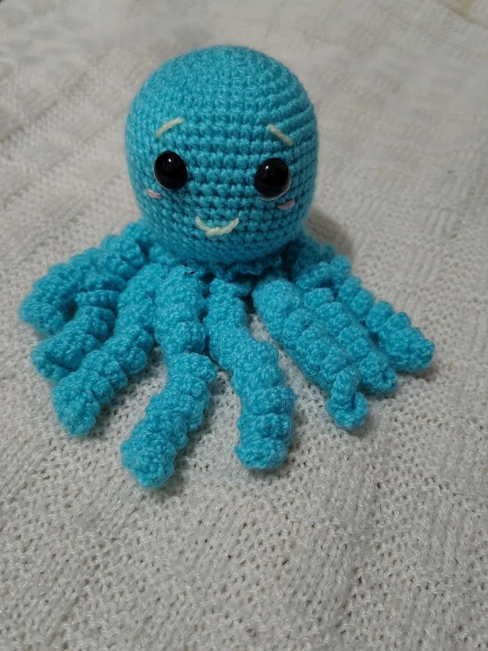 Polvo de crochê azul 