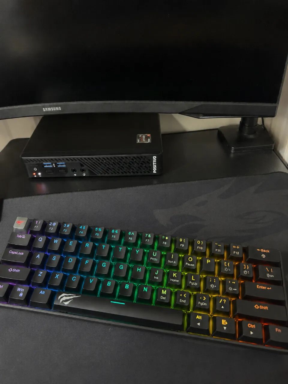 Mini PC Positivo Ryzen 5 PRO + Teclado Mecânico Havit RGB - Foto 4