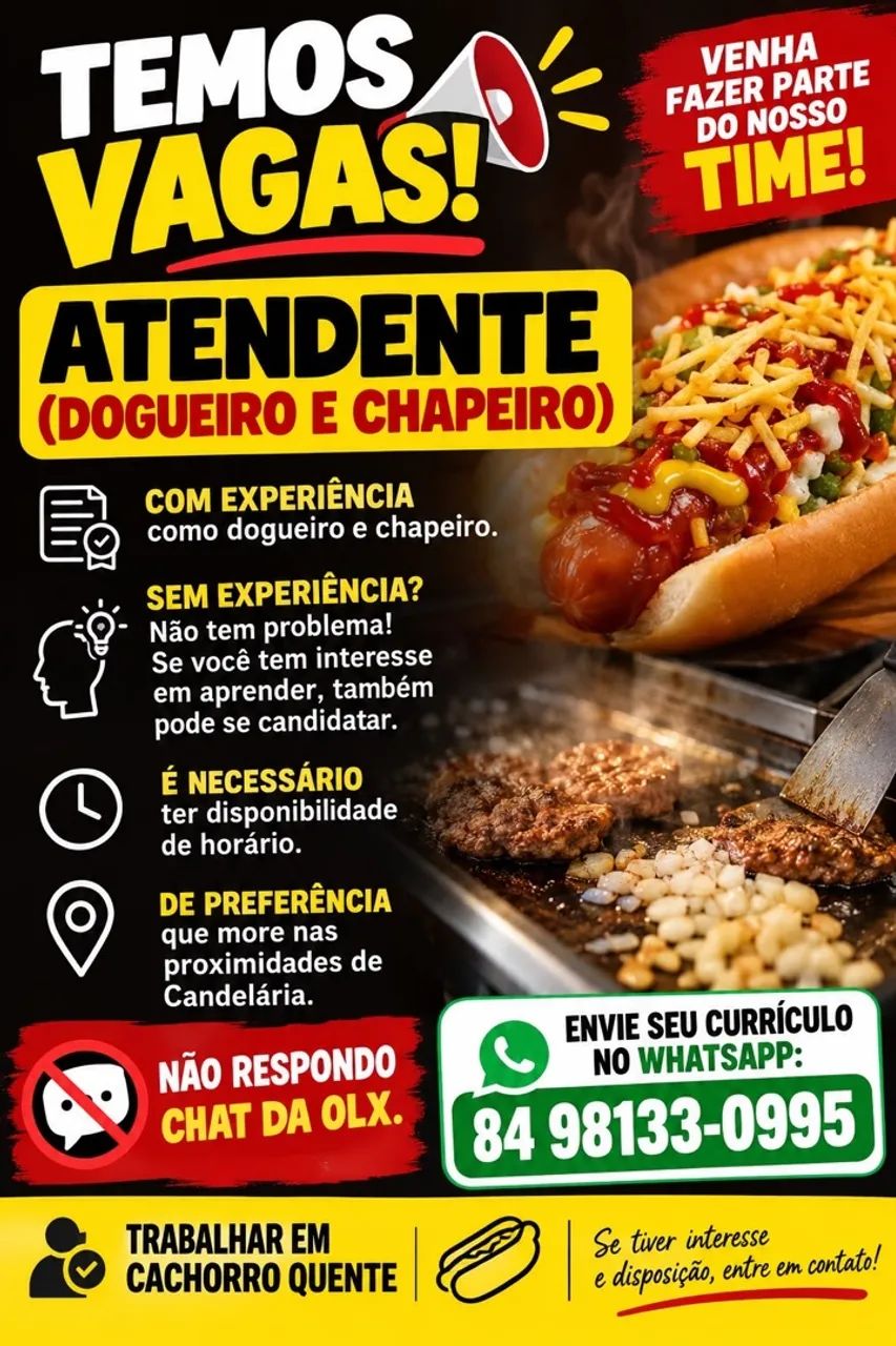 ATENDENTE(dogueiro e chapeiro)