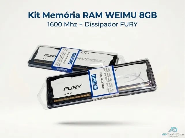 Memória RAM 1X 8GB DDR3 - 1600Mhz - WEIMU + Dissipador FURY Hyperx