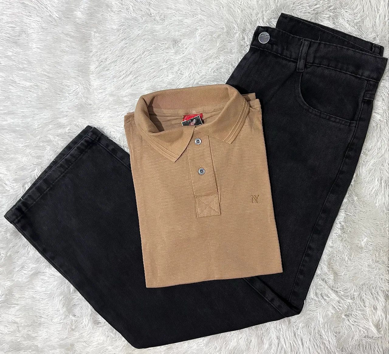 Kit Camisa Polo e Calça Jeans Baggy 