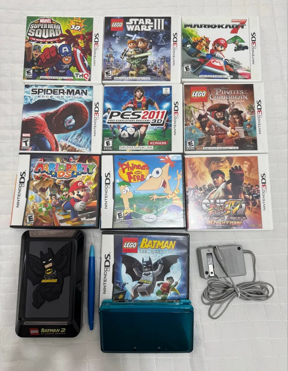 Nintendo 3DS Azul completo + 10 Jogos