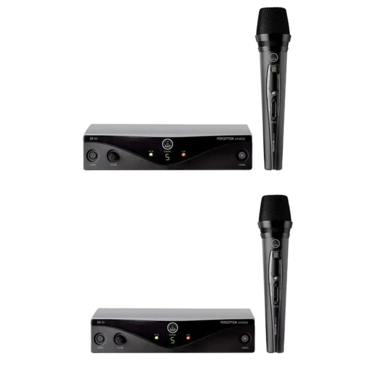 2 Microfones AKG PW45 VSET SR45 Vocal de Mão Sem Fio Profissional 