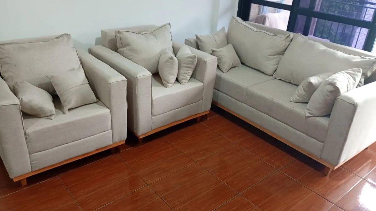 Sofá Living 1,40+ 2 poltrona em linho e madeira fabrico e te entrego dia seguinte  - Foto 2