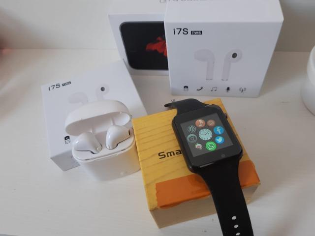Kit Relógio Smartwatch estilo A.p,p-l.e com TWS air pods Bluetooth Novos com Garantia