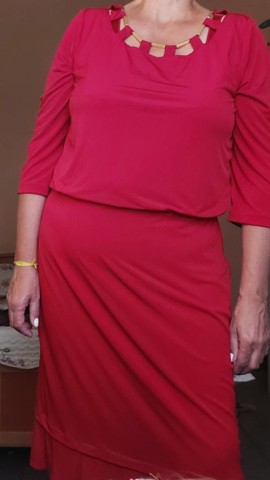 Vestido de Viscose Lycra, Cor Vermelho, Tam.GG