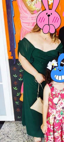 Vestido longo de festa verde 
