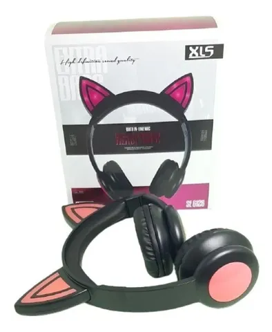 Headphone Fone Orelha Gato Colorido Led Smartphone Geek Gamer Gatinho