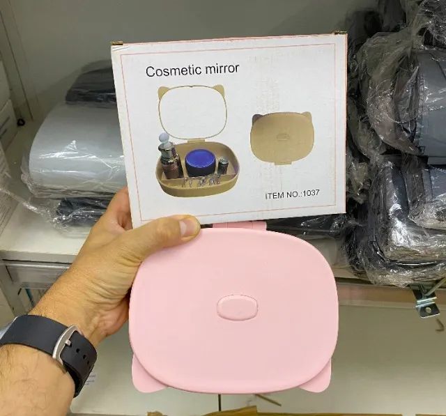 Estojo Maquiagem Organizador Com Espelho Gatinho - Foto 5