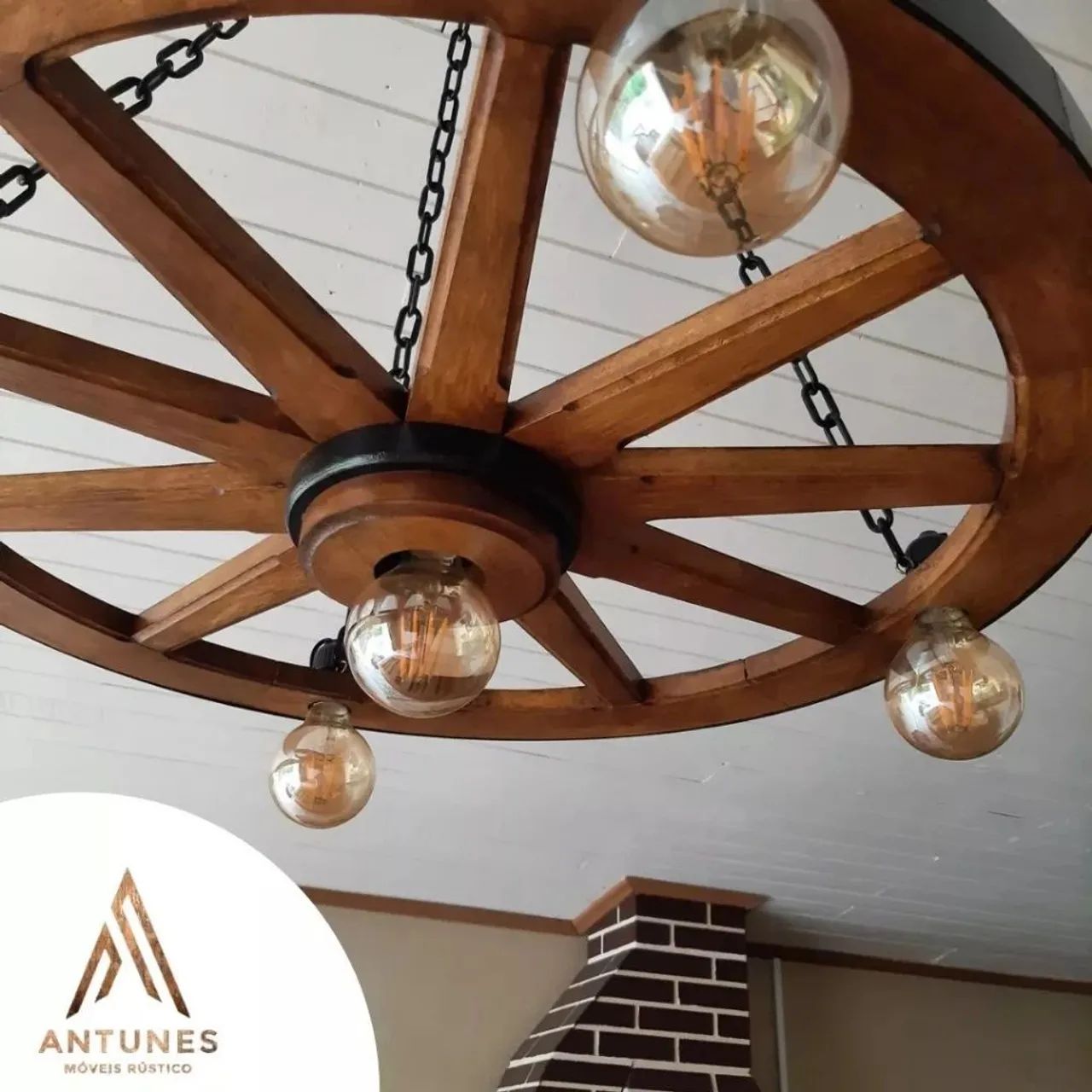 Luminária Retrô, Épica Roda De Carroça, Fazenda Sítio Lustre 70cm - Foto 2