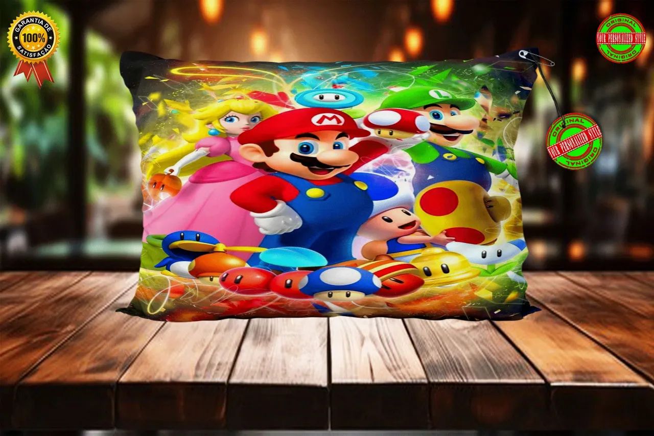 Travesseiro personalizado super Mario Bros tamanho 50 x 40 sem zíper. - Foto 5