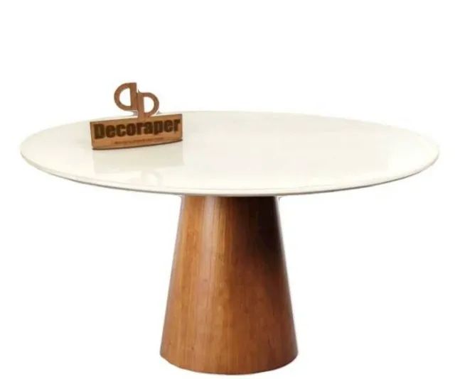 Mesa de jantar cone com tampo de vidro 1 metro Breton - Foto 2