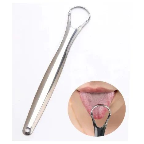 LIMPADOR RASPADOR DE LÍNGUA EM AÇO INOX HIGIENE BUCAL PERFEITA