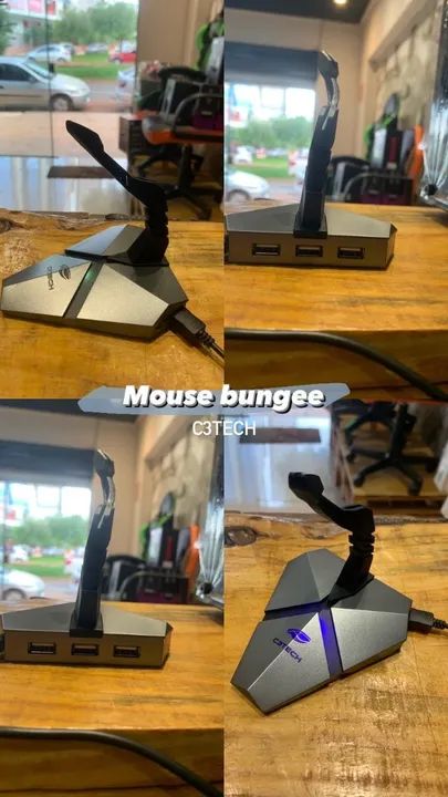 Mouse Bungee Usb Com Hub Mb-200si Preto C3tech