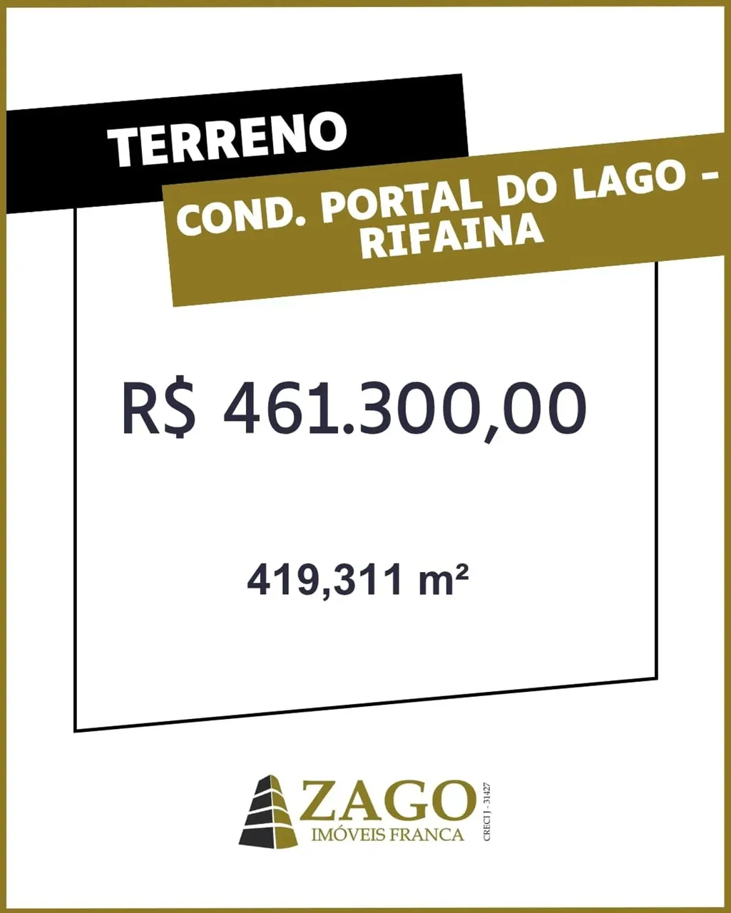 Terreno residencial para Venda Portal do Lago, Rifaina