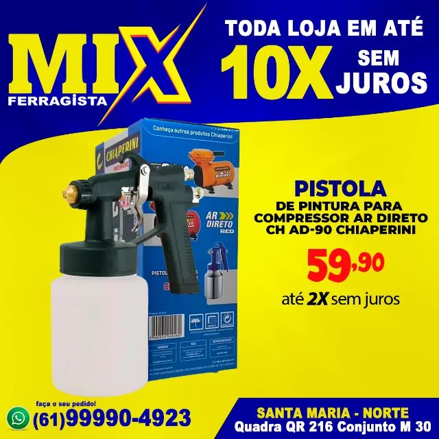 Pistola de Pintura Para Compressor Ar Direto CH AD-90 CHIAPERINI