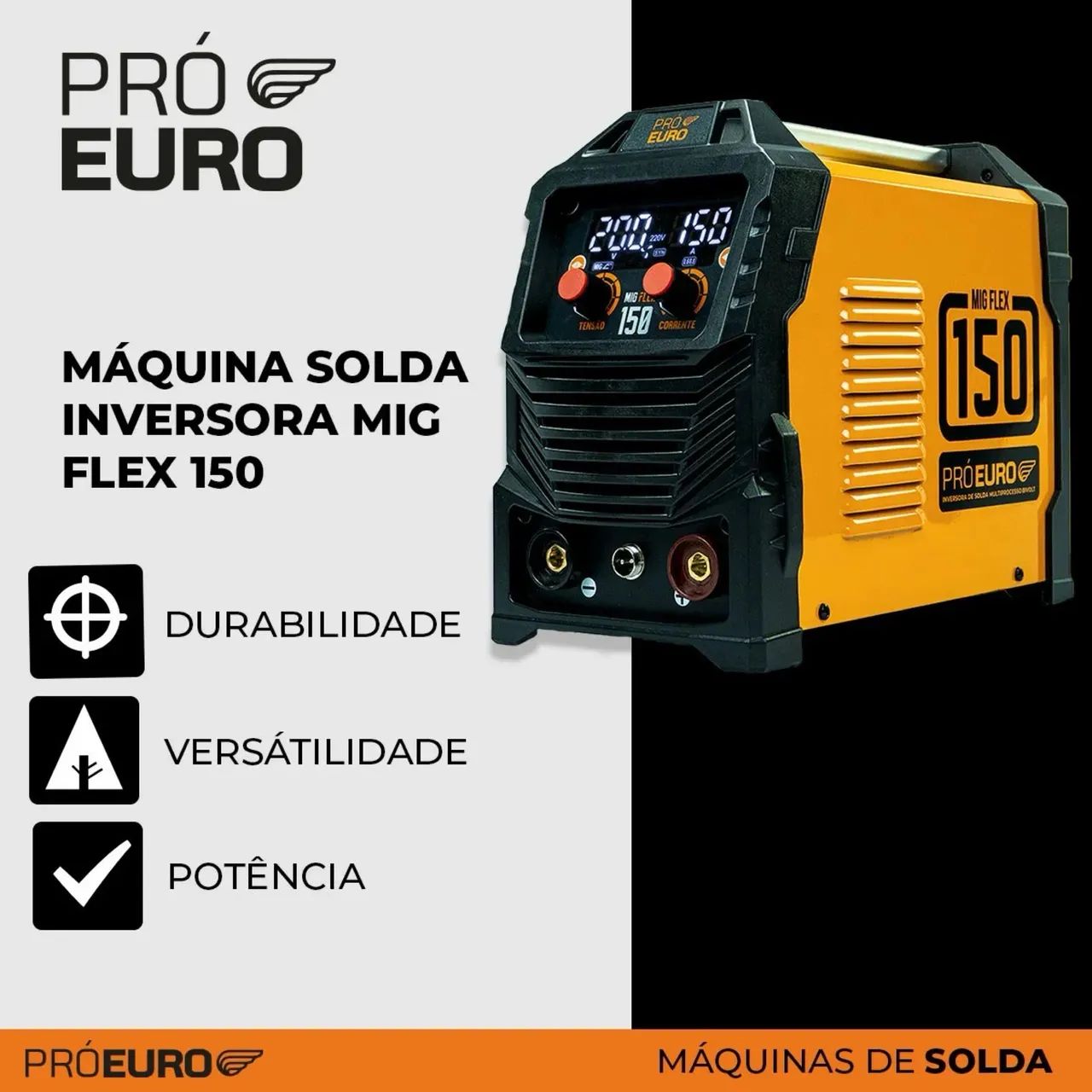 Máquina Solda Inversora Mig 150a Sem Gás Tig Lift Start Rápido Cor Laranja/Preto Pró Euro - Foto 3