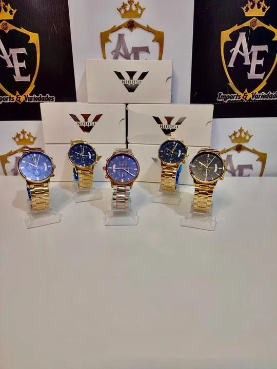 Relógio Masculino NIBOSI Dourado - Novo - Foto 2