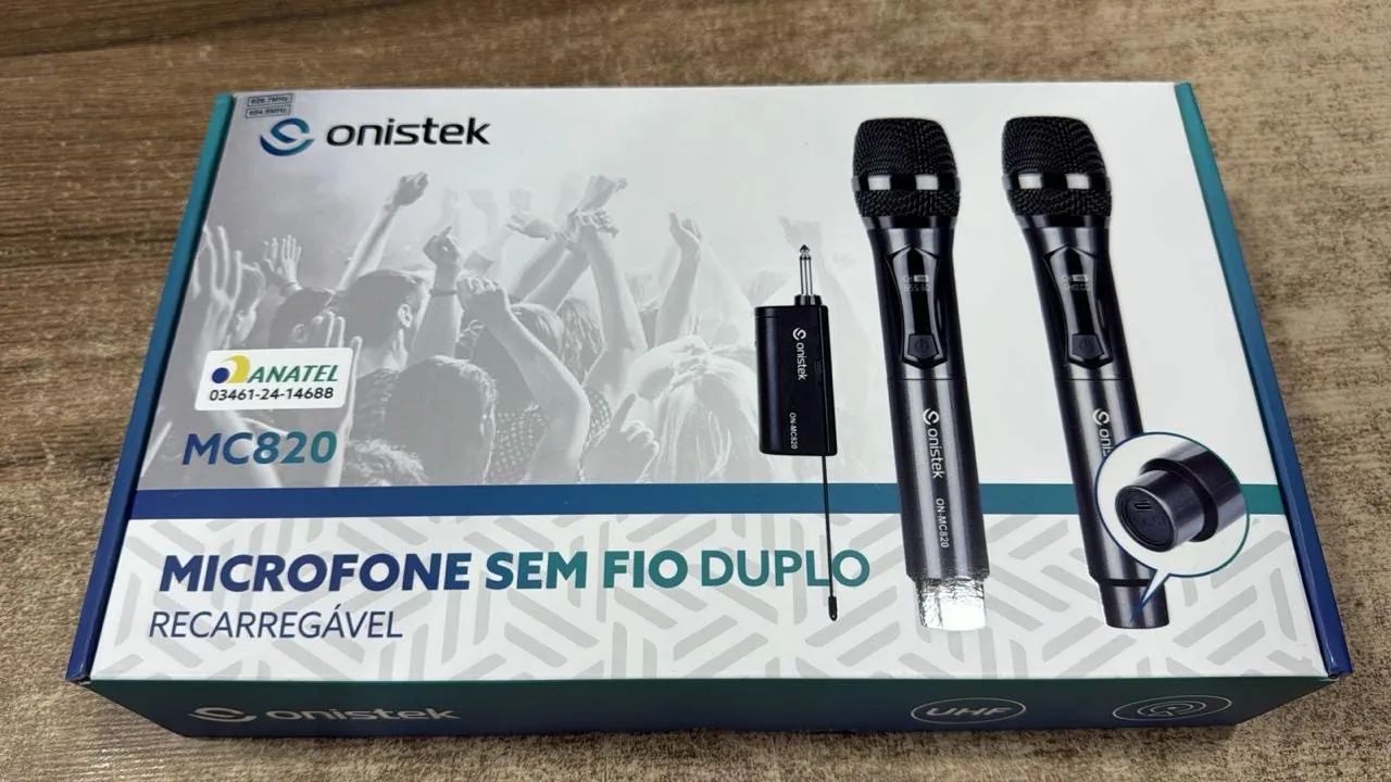 Microfone Sem Fio Duplo Recarregável Sonistek MC820