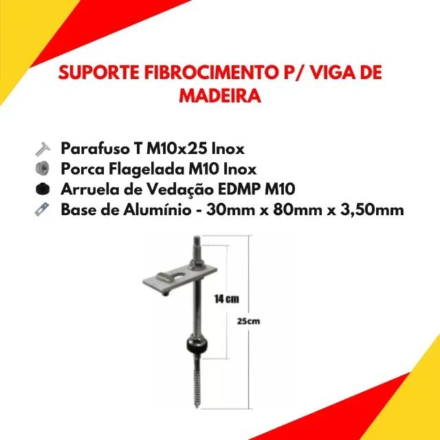 Perfil Barra Trilho Fixa Placa Painel Solar 2,40m Kit 02 Un mais Suporte  - Foto 3