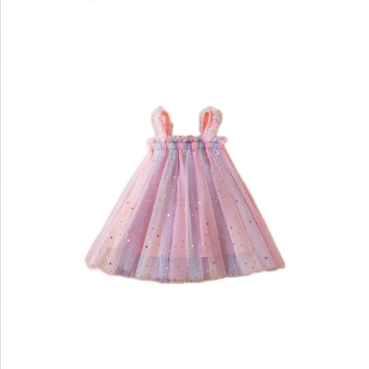 Vestido de Tule com Estampa de Estrelas para Bebê