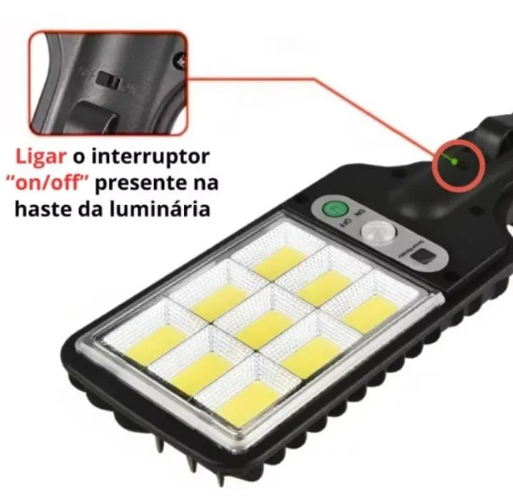 Luminária LED Solar com Sensor de Movimento