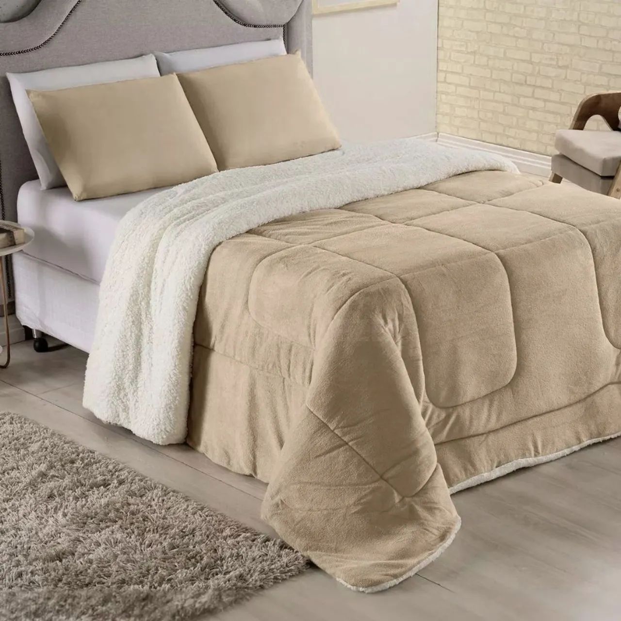 Edredom Coberdorm Queen Sherpa 2,20m x 2,40m Dupla Face  - Foto 2