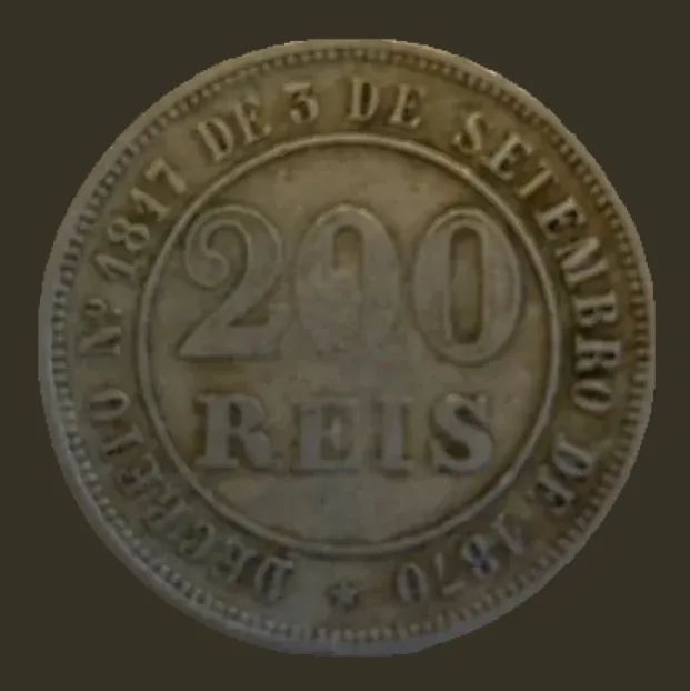 Moeda Brasileira de 200 Reis - 1871
