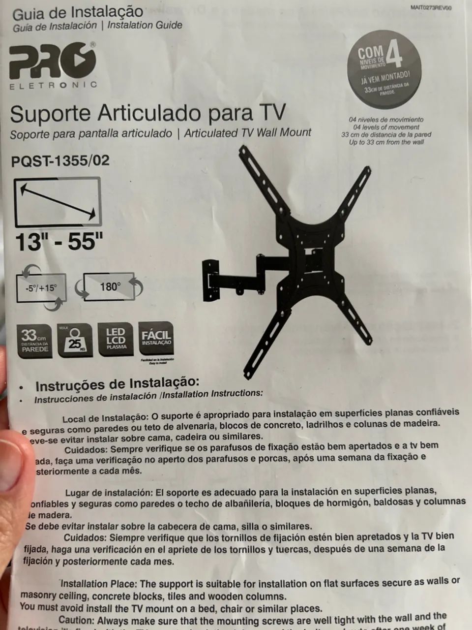 Suporte articulado para TV até 55 polegadas  - Foto 2